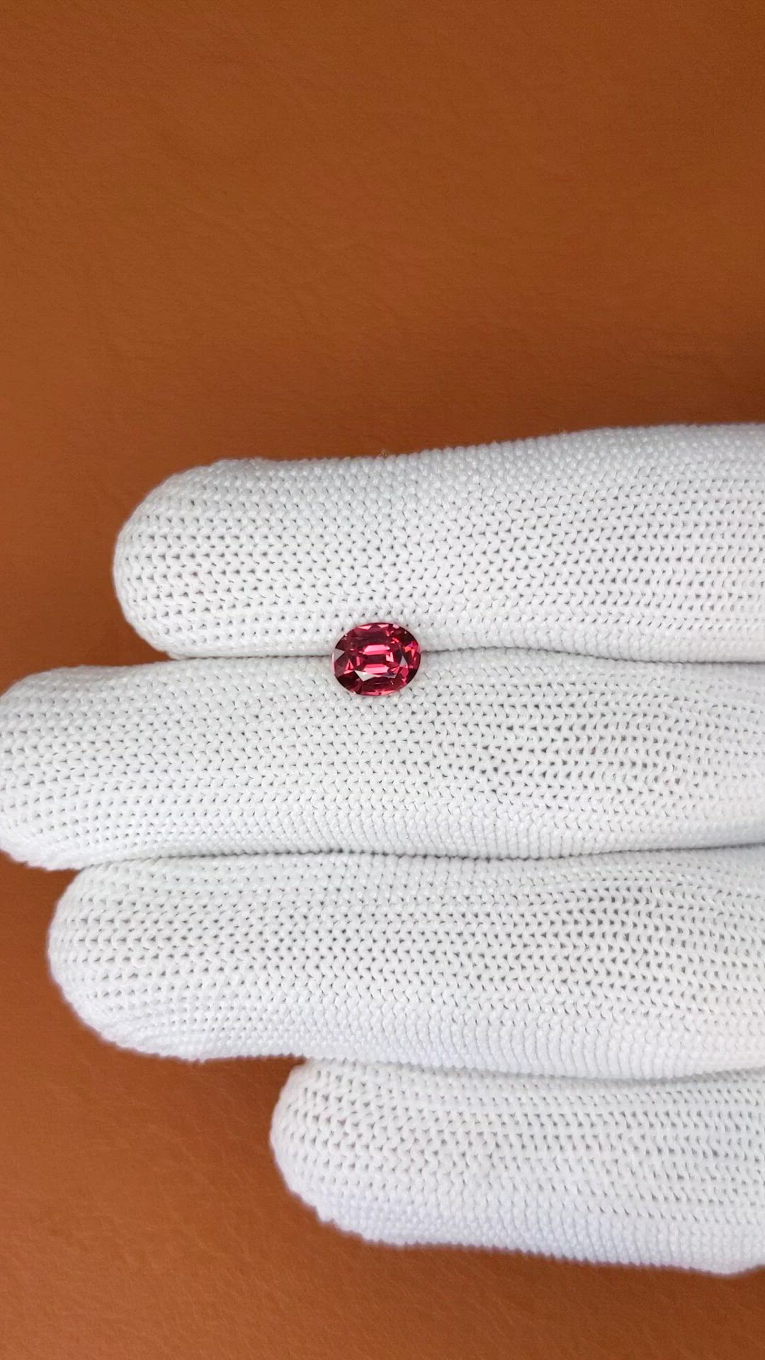 0.97 Ct. Red Rhodolite Garnet from Ceylon (Sri Lanka) Size Video