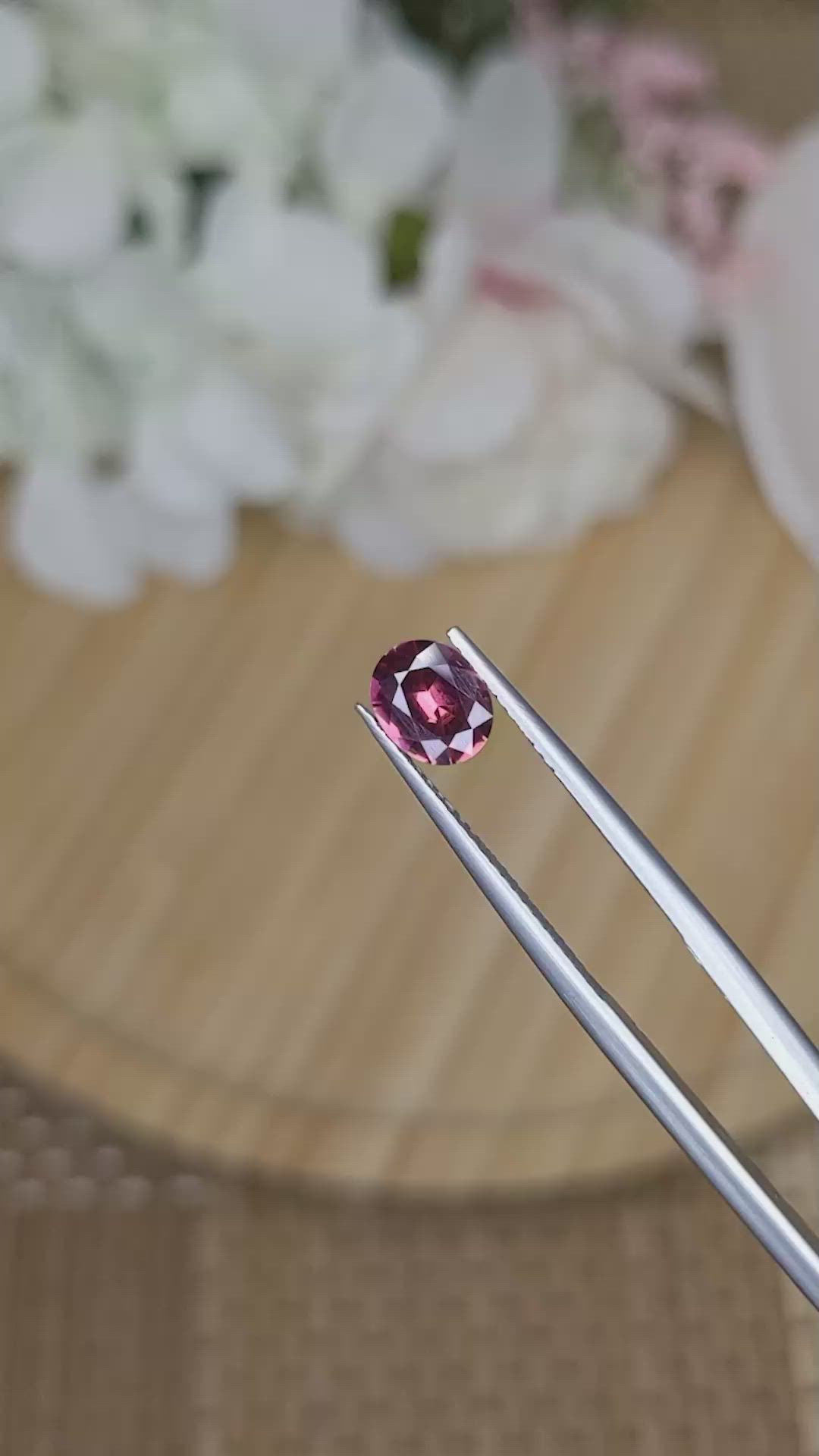 0.97 Ct. Red Rhodolite Garnet from Ceylon (Sri Lanka) Size Video