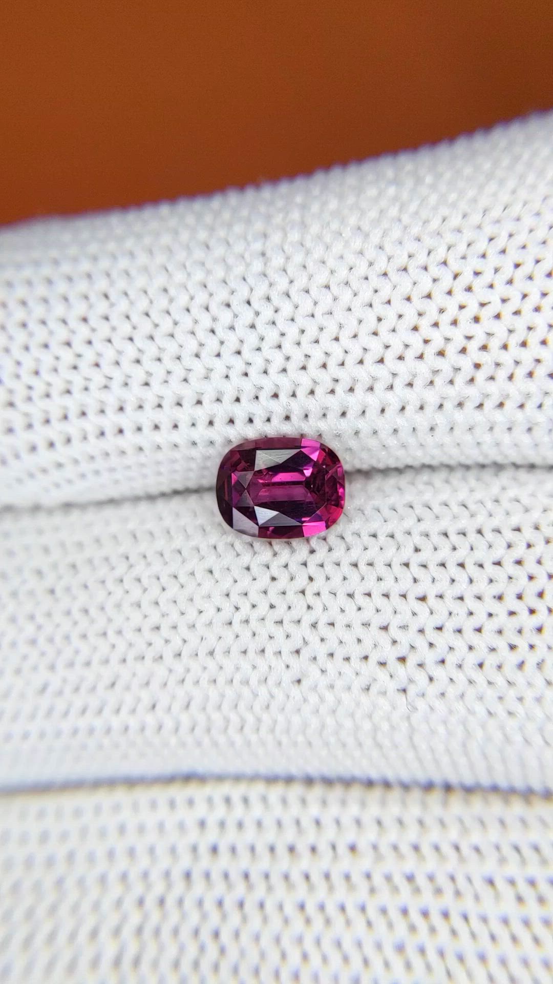 1.10 Ct. Purple Rhodolite Garnet from Ceylon (Sri Lanka) Size Video