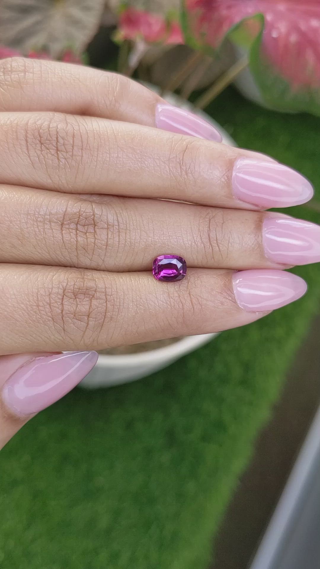 1.10 Ct. Purple Rhodolite Garnet from Ceylon (Sri Lanka) Size Video