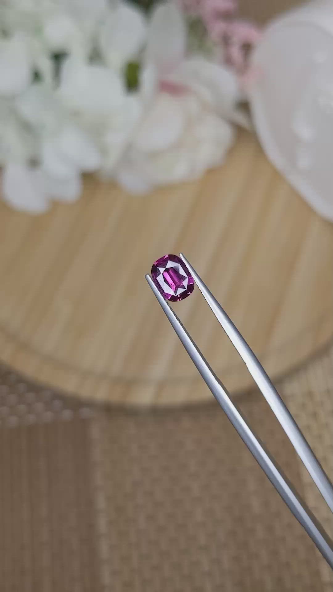 1.10 Ct. Purple Rhodolite Garnet from Ceylon (Sri Lanka) Size Video