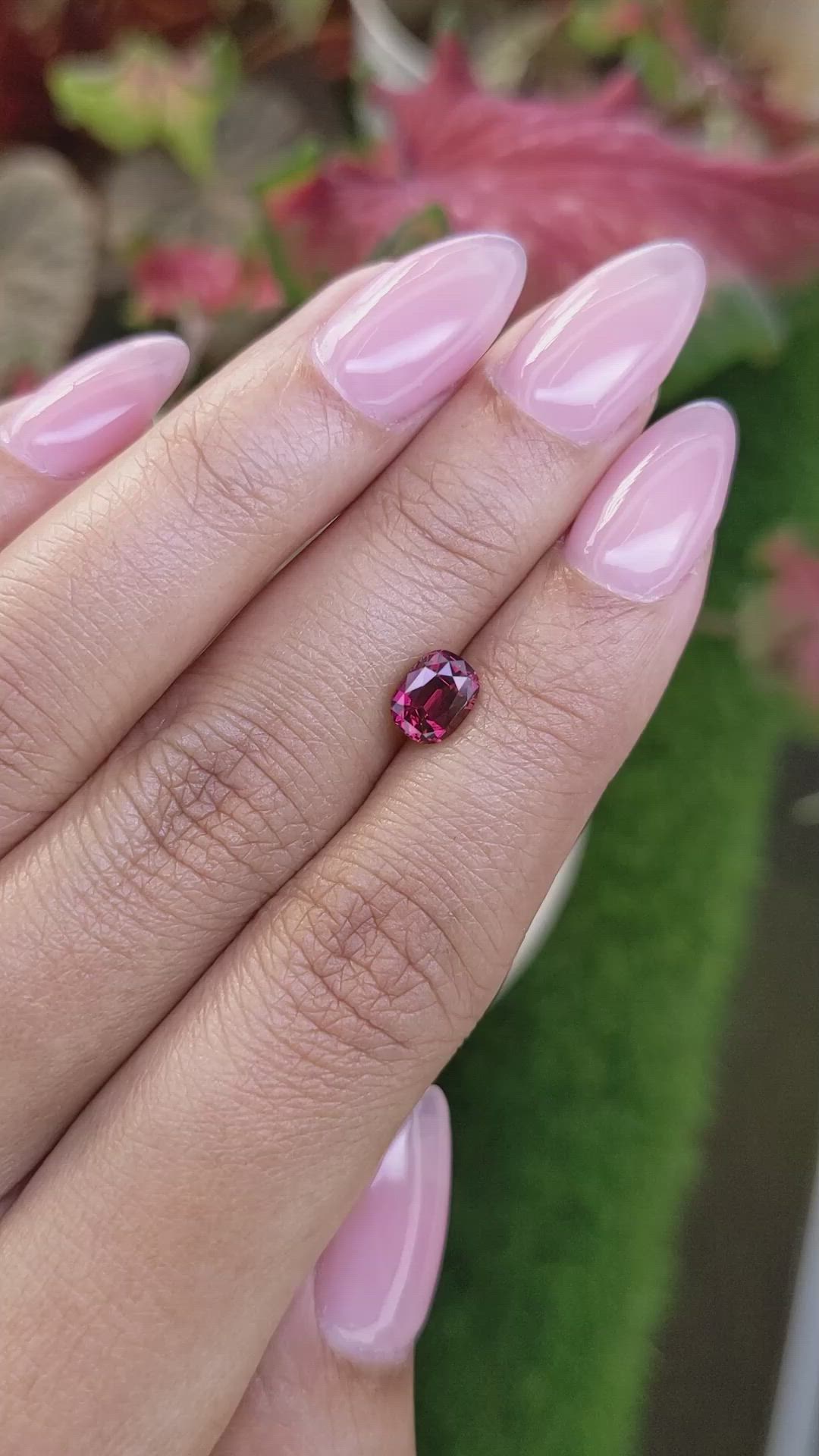 1.22 Ct. Red Rhodolite Garnet from Ceylon (Sri Lanka) Size Video