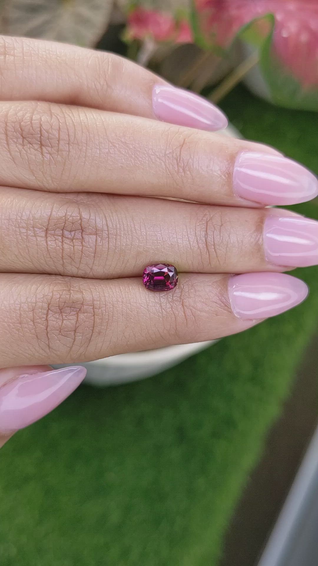 1.22 Ct. Red Rhodolite Garnet from Ceylon (Sri Lanka) Size Video