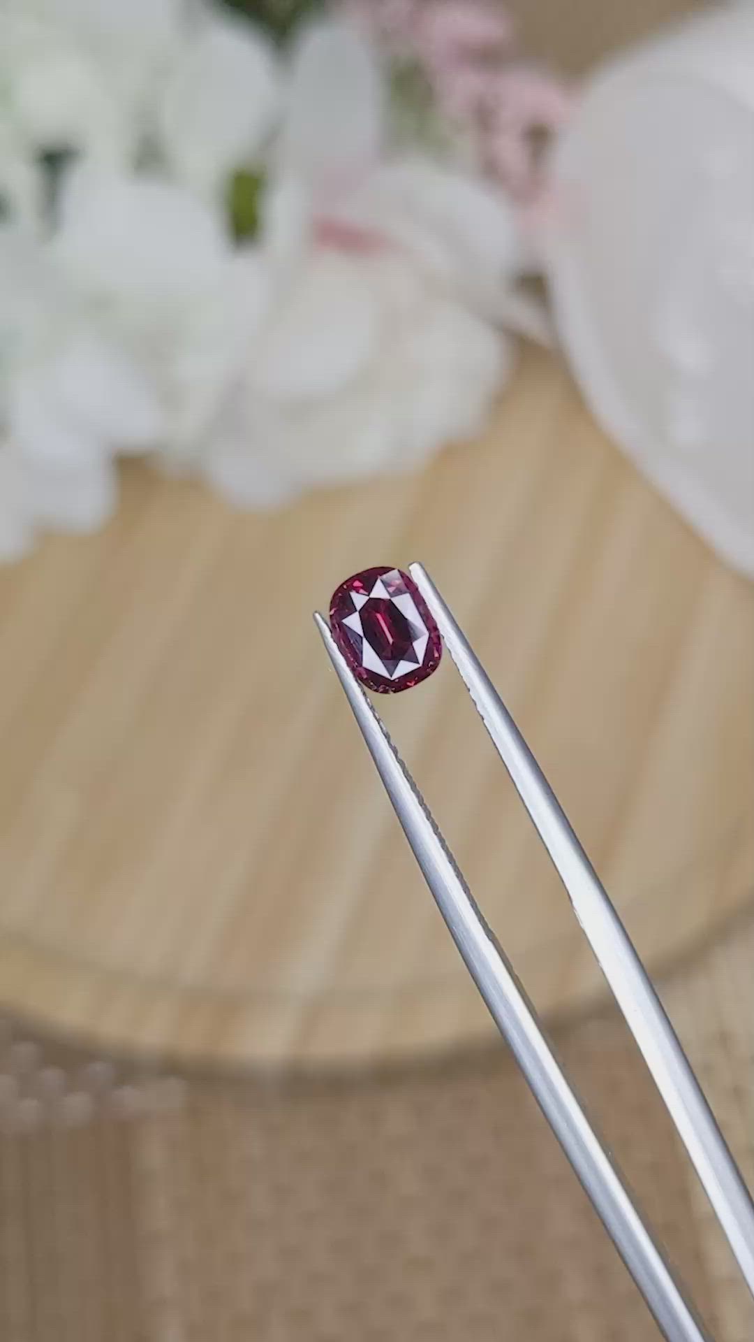 1.22 Ct. Red Rhodolite Garnet from Ceylon (Sri Lanka) Size Video