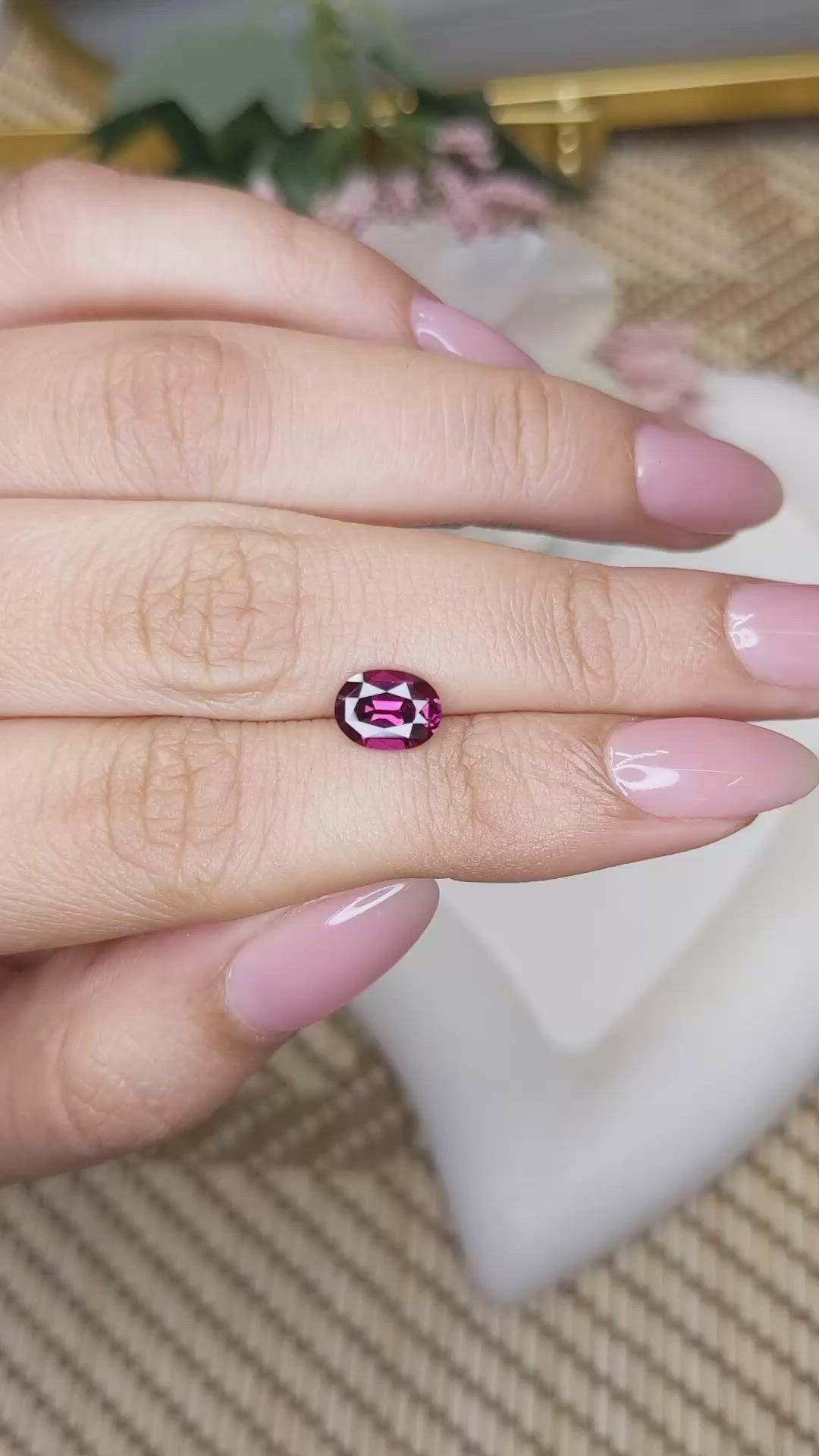 1.34 Ct. Pinkish Purple Rhodolite Garnet from Ceylon (Sri Lanka) Size Video