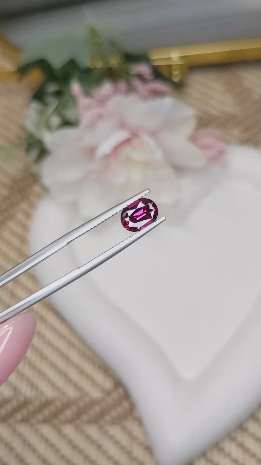 1.34 Ct. Pinkish Purple Rhodolite Garnet from Ceylon (Sri Lanka) Size Video