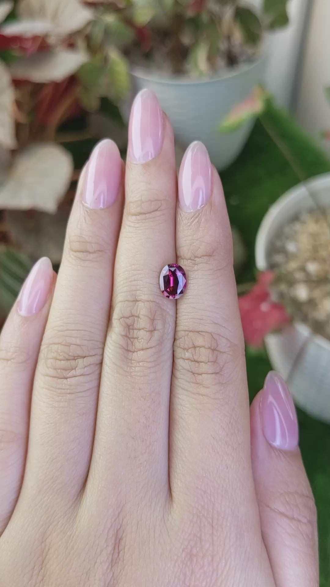 1.34 Ct. Pinkish Purple Rhodolite Garnet from Ceylon (Sri Lanka) Size Video