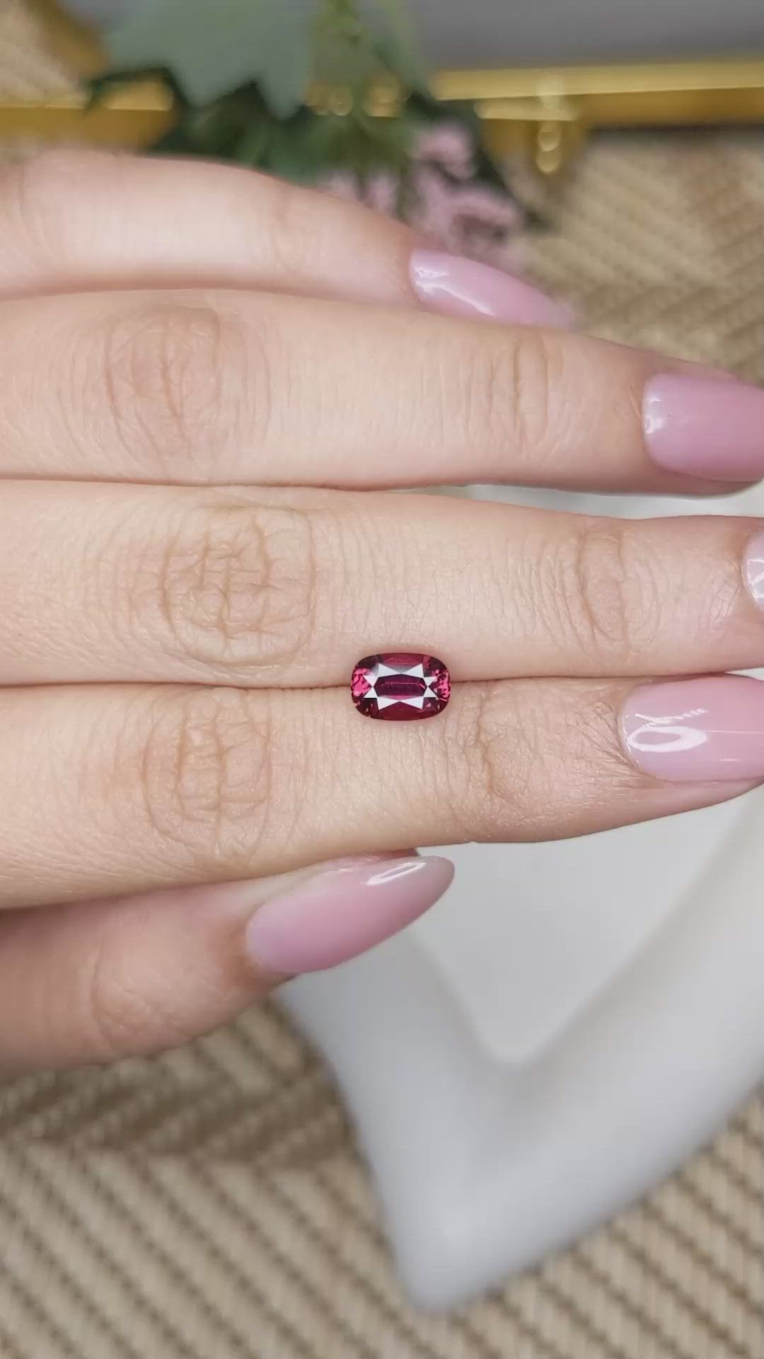 1.61 Ct. Red Rhodolite Garnet from Ceylon (Sri Lanka) Size Video