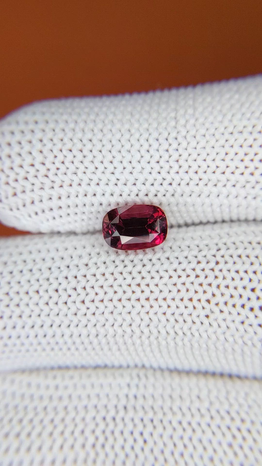 1.61 Ct. Red Rhodolite Garnet from Ceylon (Sri Lanka) Size Video