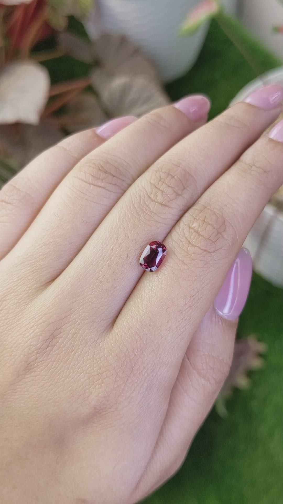 1.61 Ct. Red Rhodolite Garnet from Ceylon (Sri Lanka) Size Video