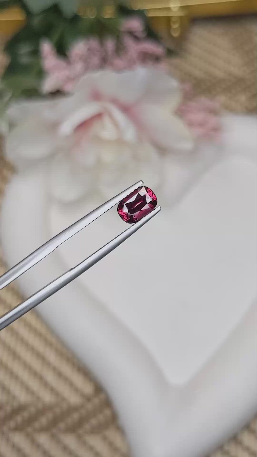 1.61 Ct. Red Rhodolite Garnet from Ceylon (Sri Lanka) Size Video