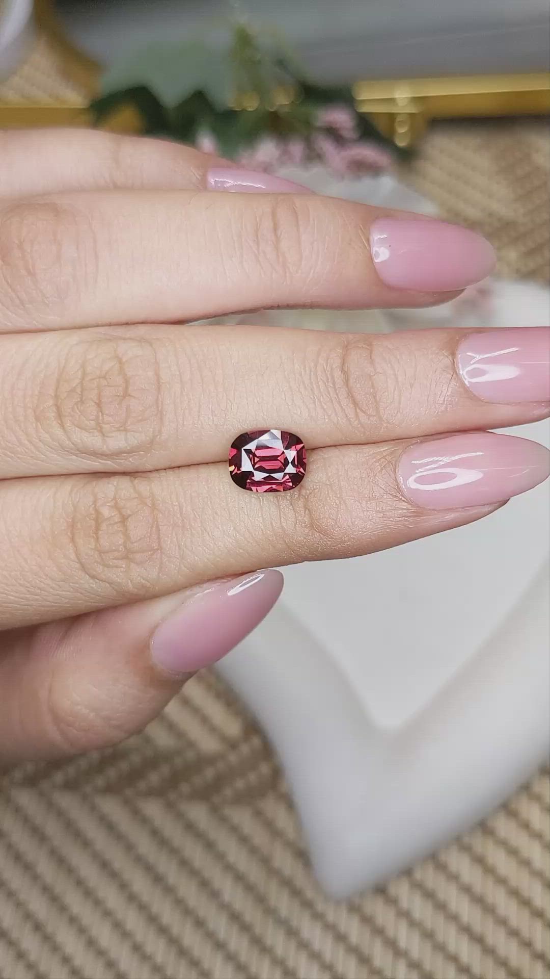 1.95 Ct. Red Rhodolite Garnet from Ceylon (Sri Lanka) Size Video