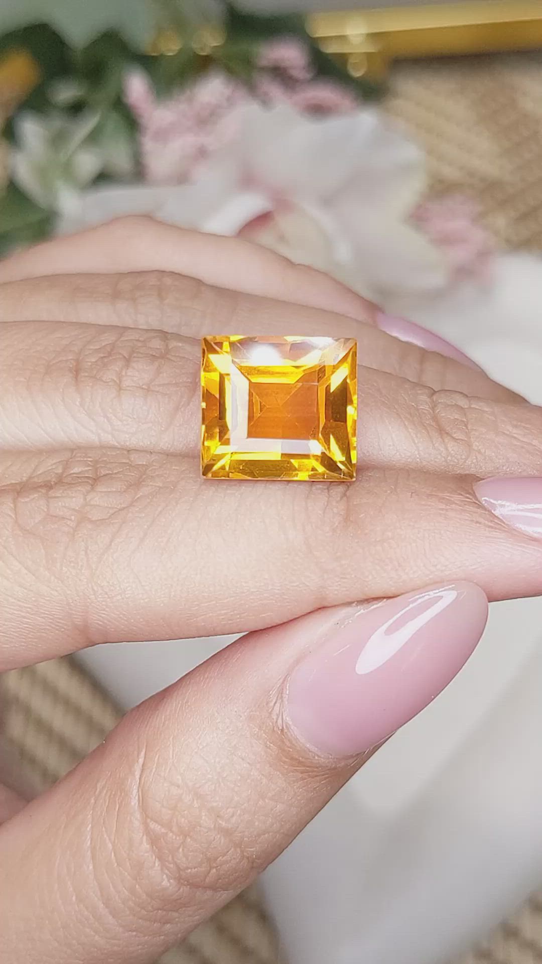 9.25 Ct. Yellowish Orange Citrine from Brazil Size Video
