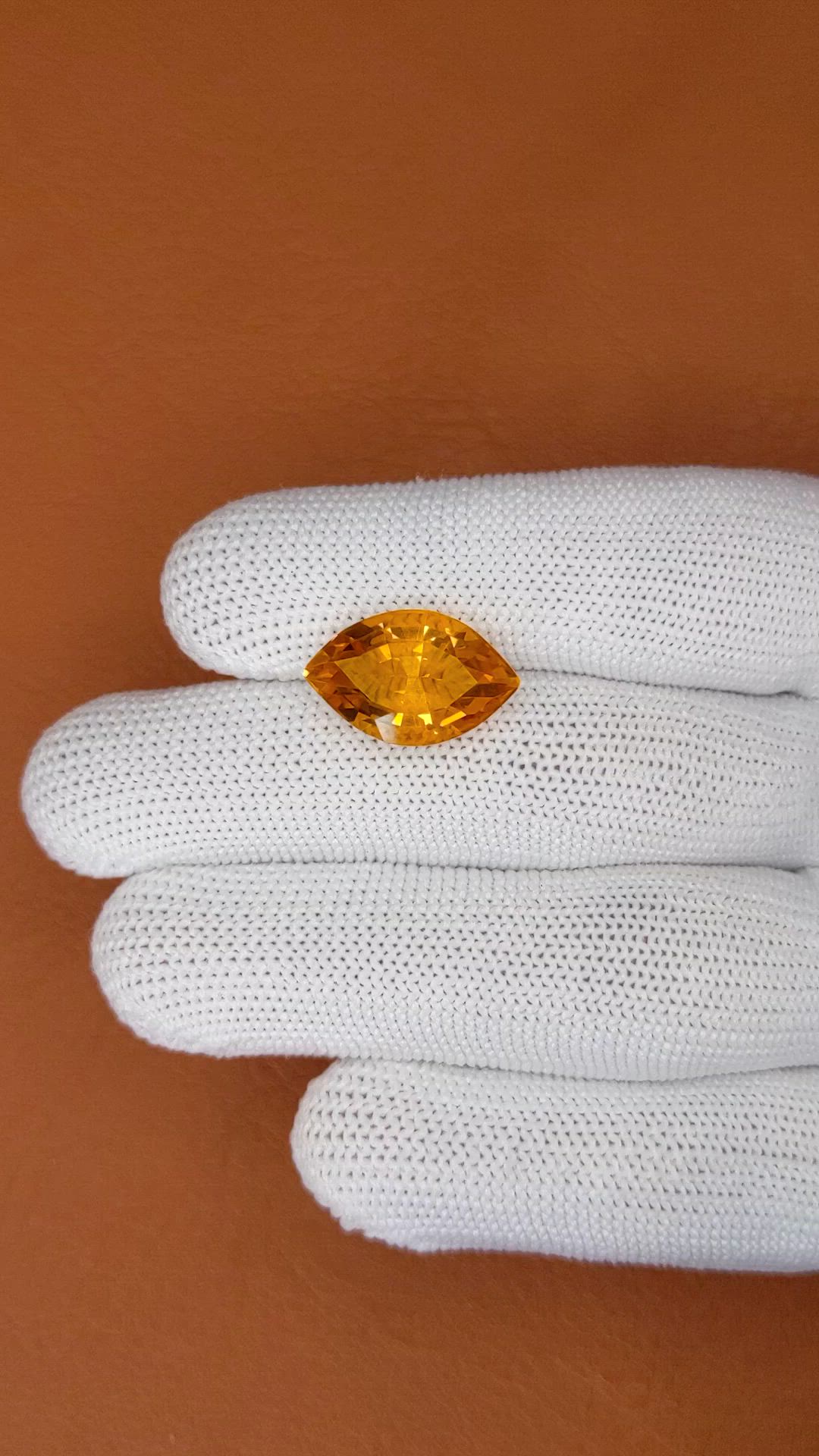 8.73 Ct. Yellowish Orange Citrine from Ceylon (Sri Lanka) Size Video