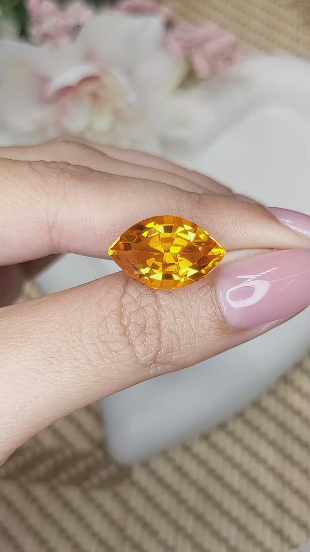 8.73 Ct. Yellowish Orange Citrine from Ceylon (Sri Lanka) Size Video