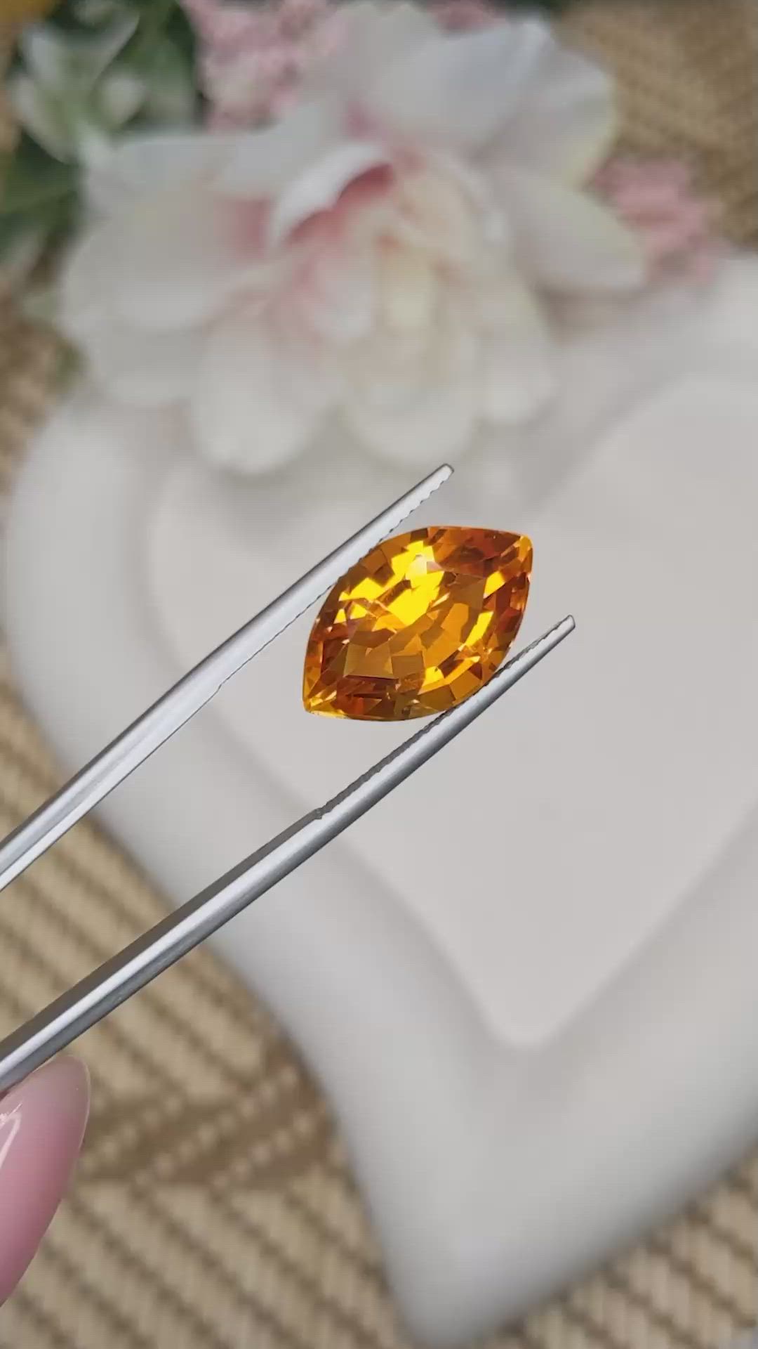8.73 Ct. Yellowish Orange Citrine from Ceylon (Sri Lanka) Size Video