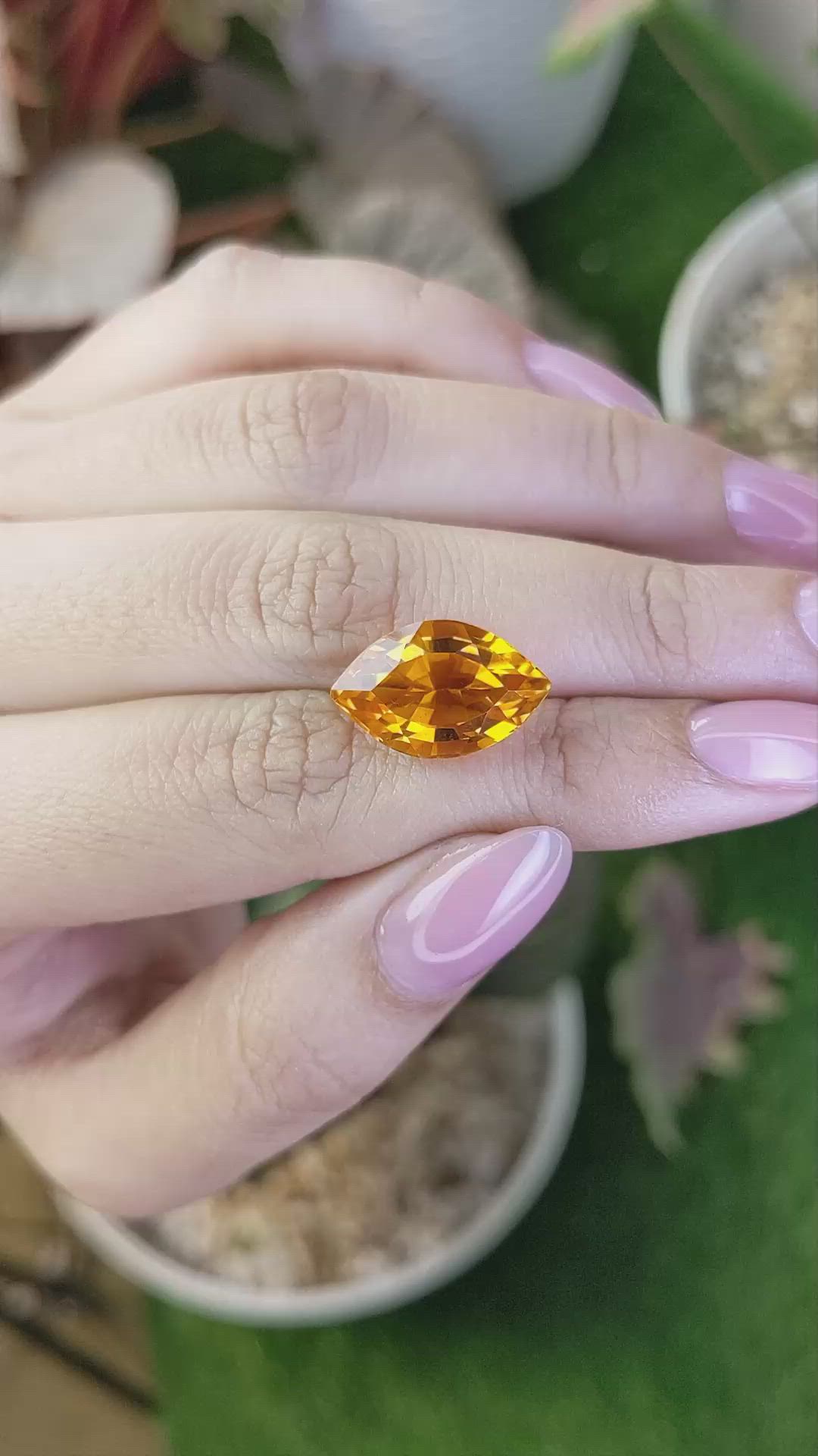 8.73 Ct. Yellowish Orange Citrine from Ceylon (Sri Lanka) Size Video