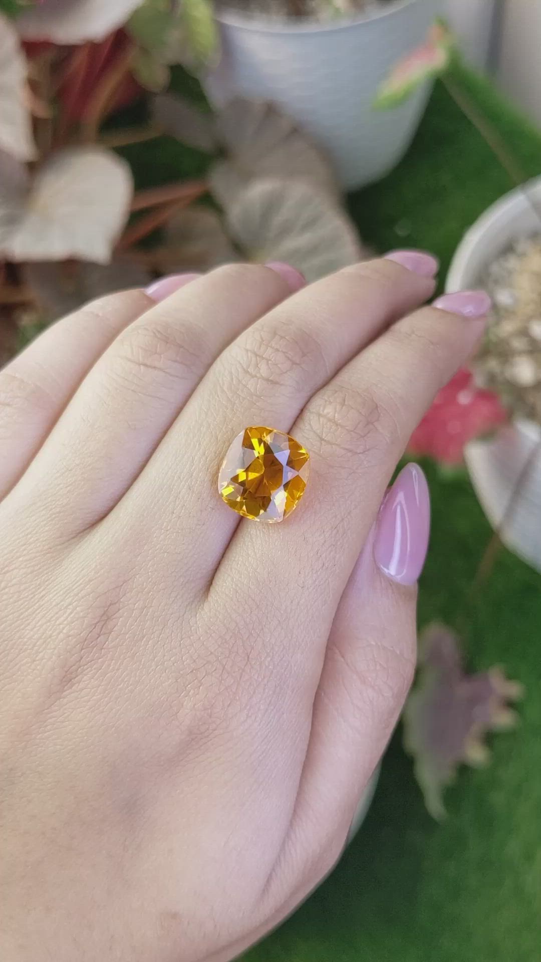 8.72 Ct. Yellowish Orange Citrine from Brazil Size Video