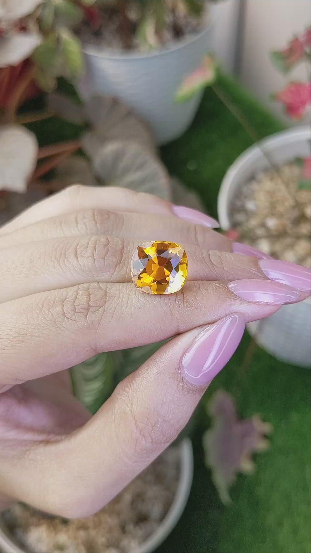 8.72 Ct. Yellowish Orange Citrine from Brazil Size Video