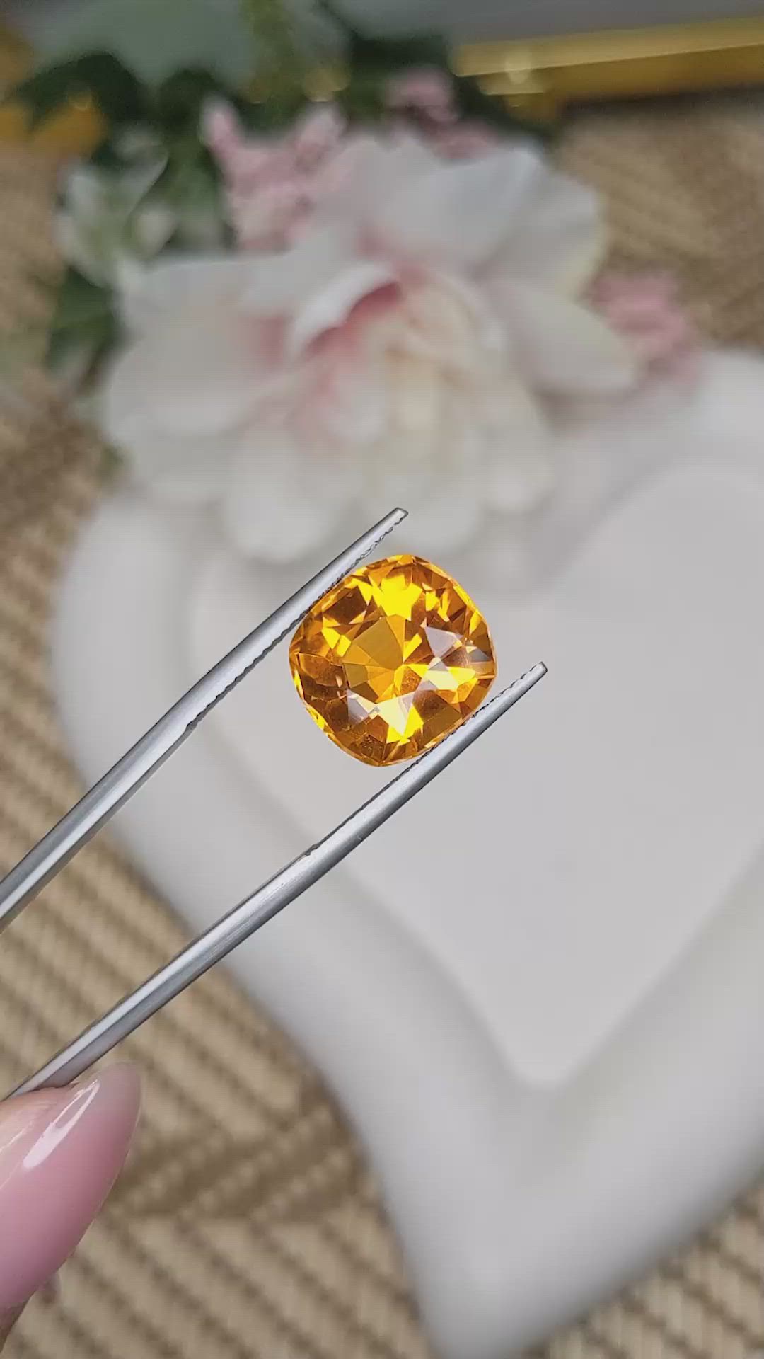 8.72 Ct. Yellowish Orange Citrine from Brazil Size Video