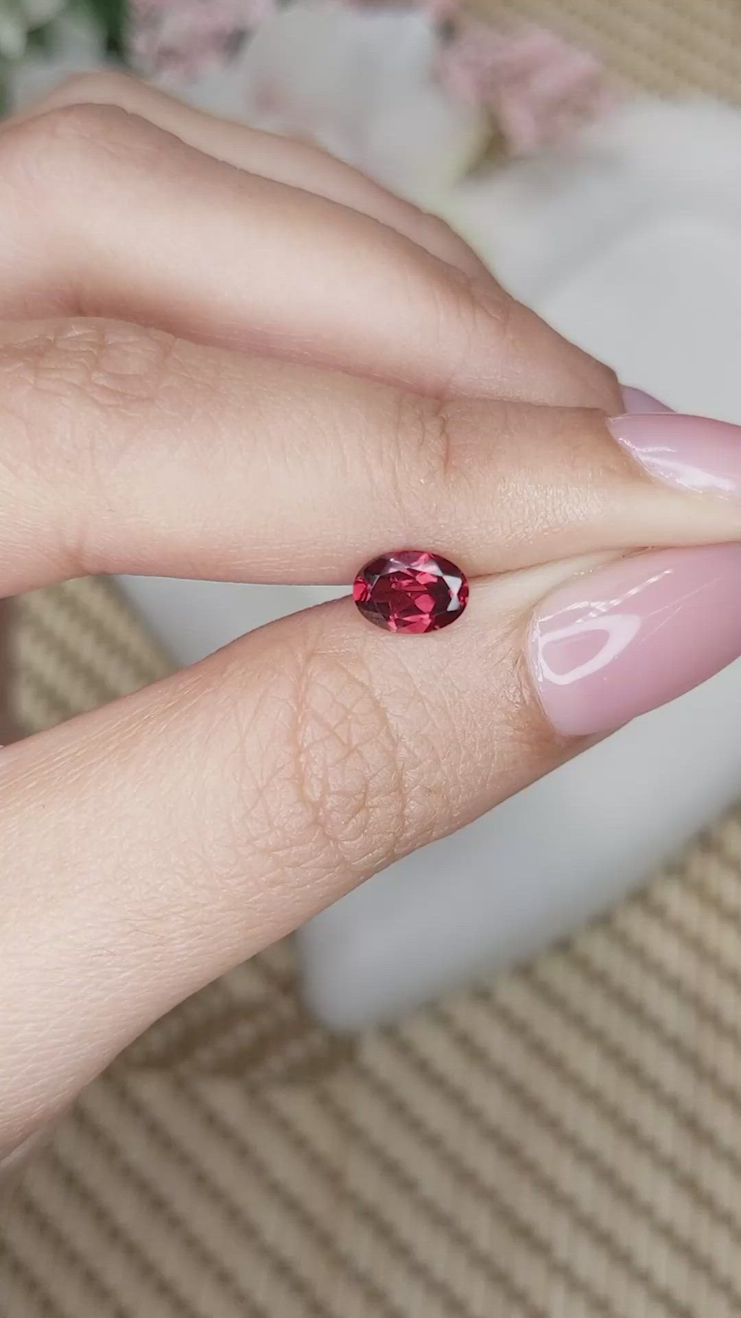 0.96 Ct. Red Garnet from Ceylon (Sri Lanka) Size Video