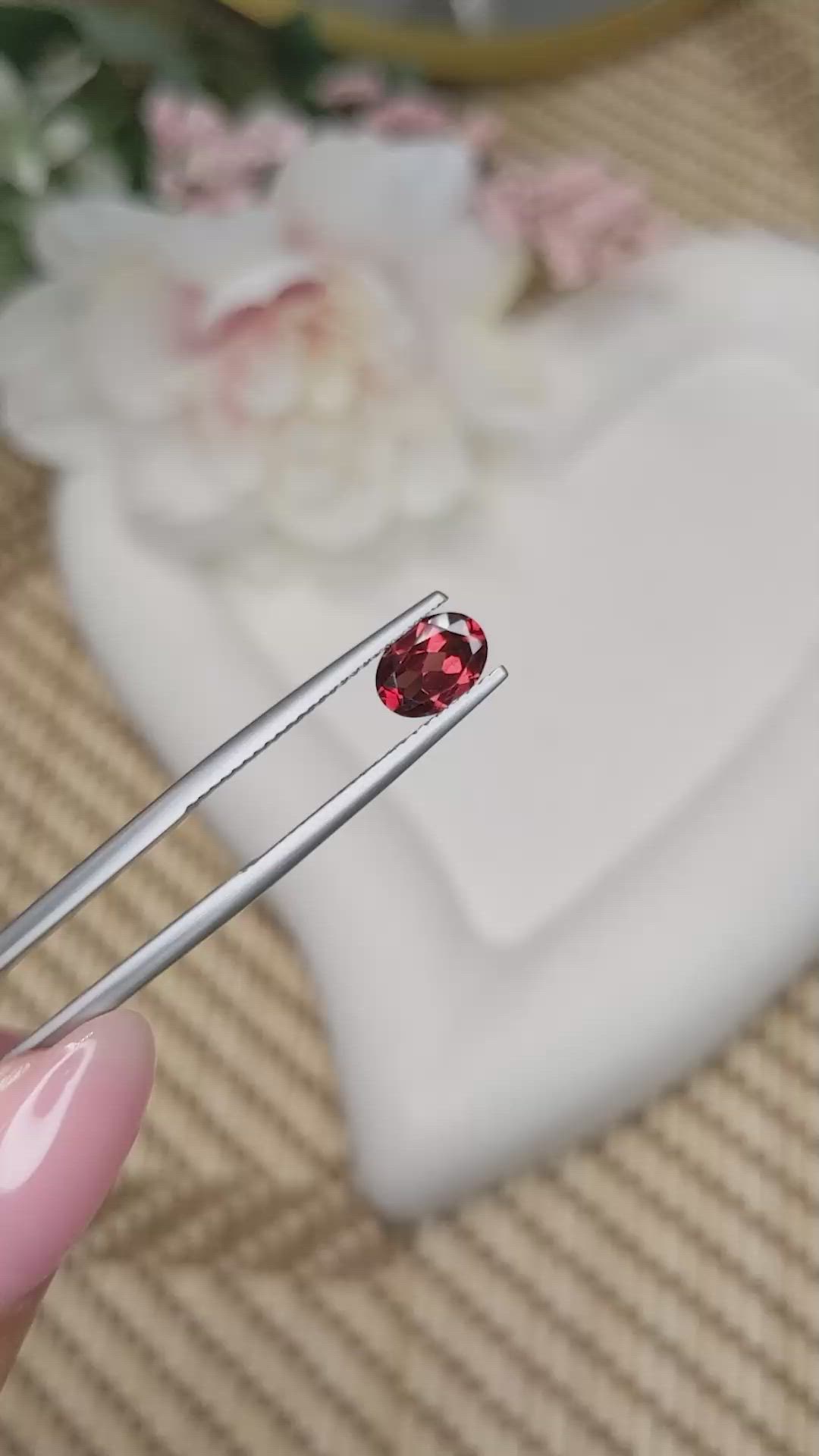 0.96 Ct. Red Garnet from Ceylon (Sri Lanka) Size Video