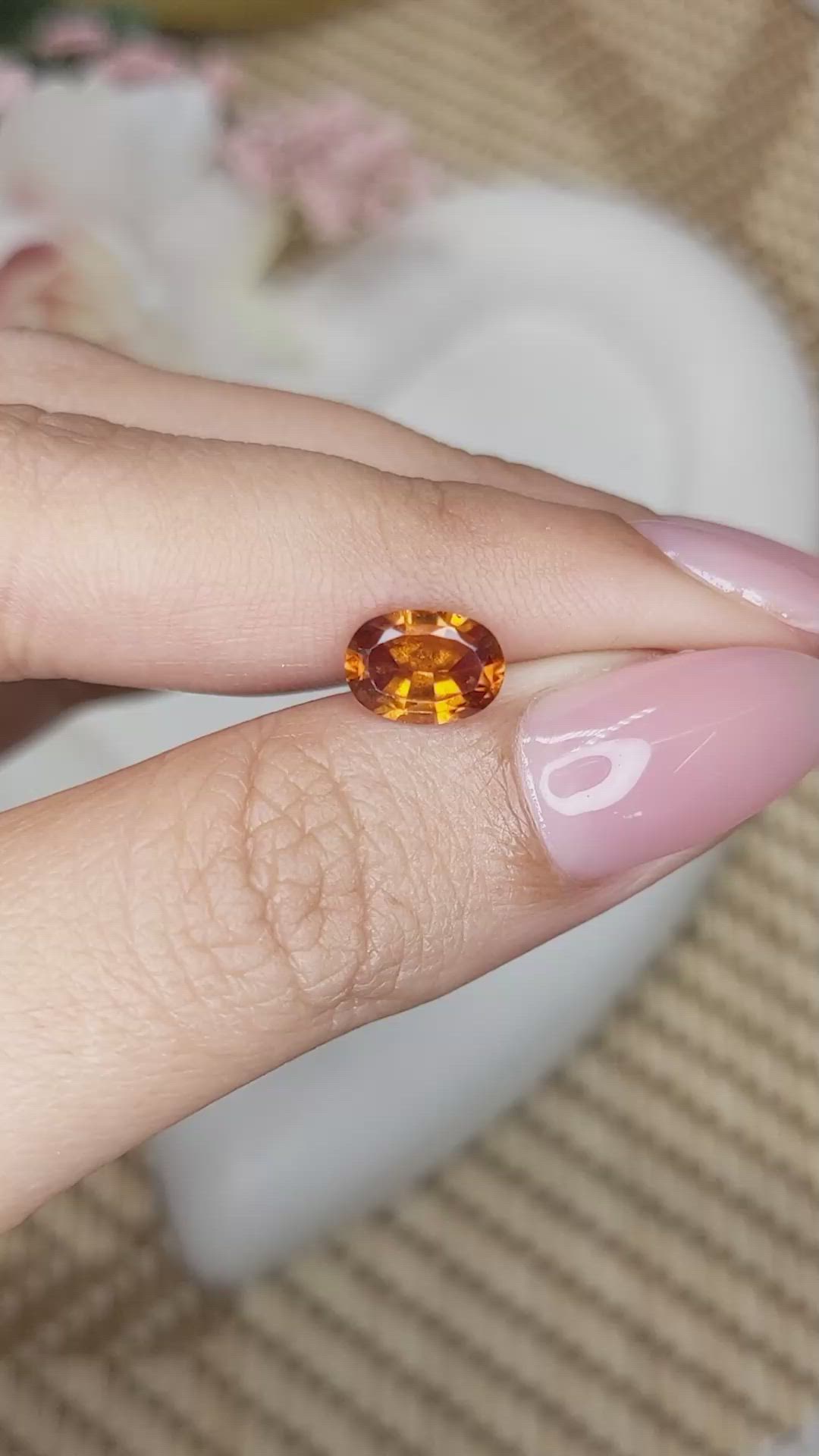 1.44 Ct. Orange Hessonite Garnet from Madagascar Size Video