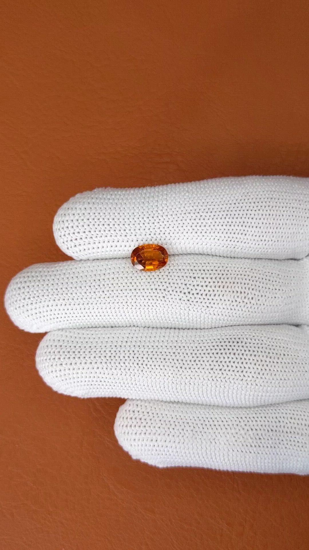 1.44 Ct. Orange Hessonite Garnet from Madagascar Size Video
