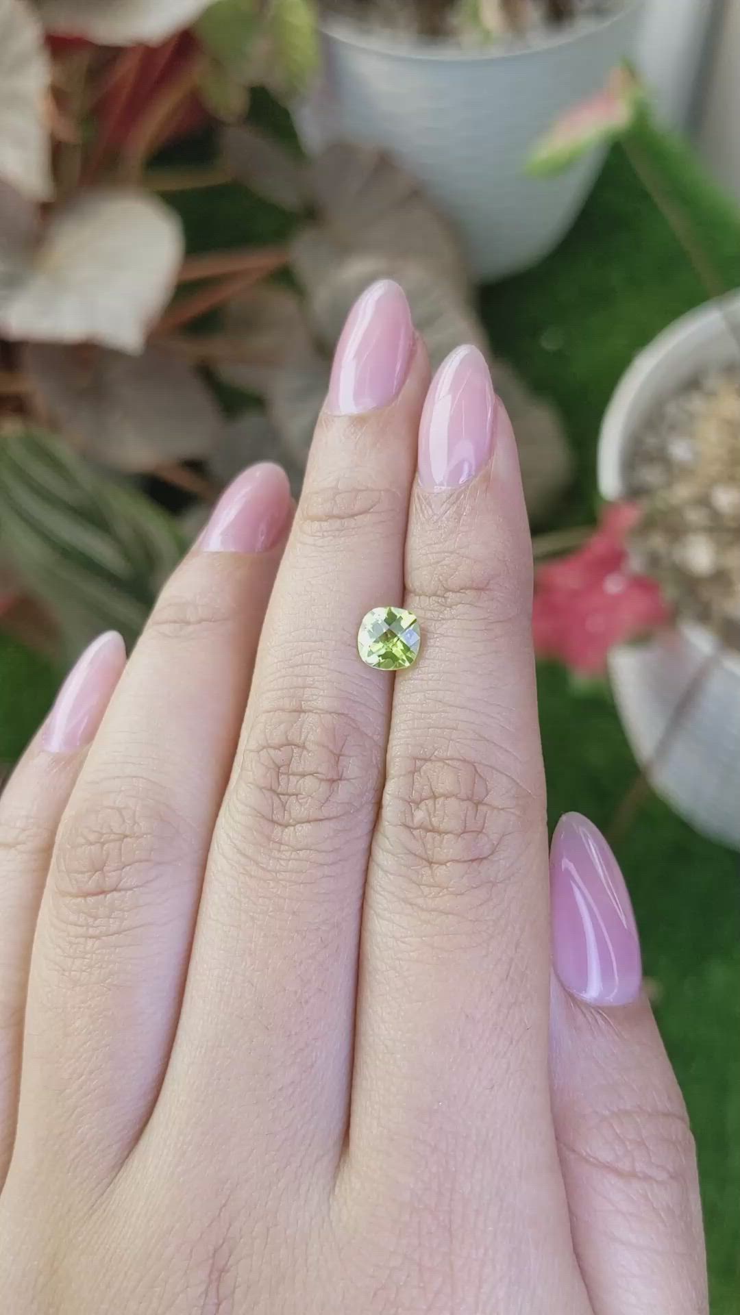 0.96 Ct. Yellowish Green Peridot from Brazil Size Video