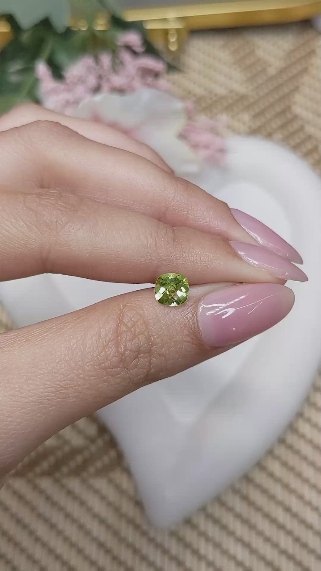 0.96 Ct. Yellowish Green Peridot from Brazil Size Video