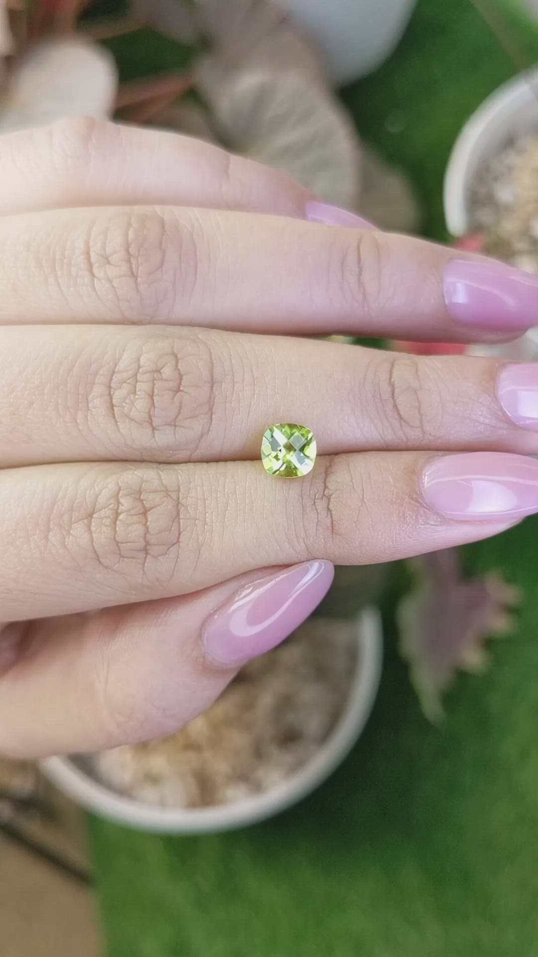 0.96 Ct. Yellowish Green Peridot from Brazil Size Video