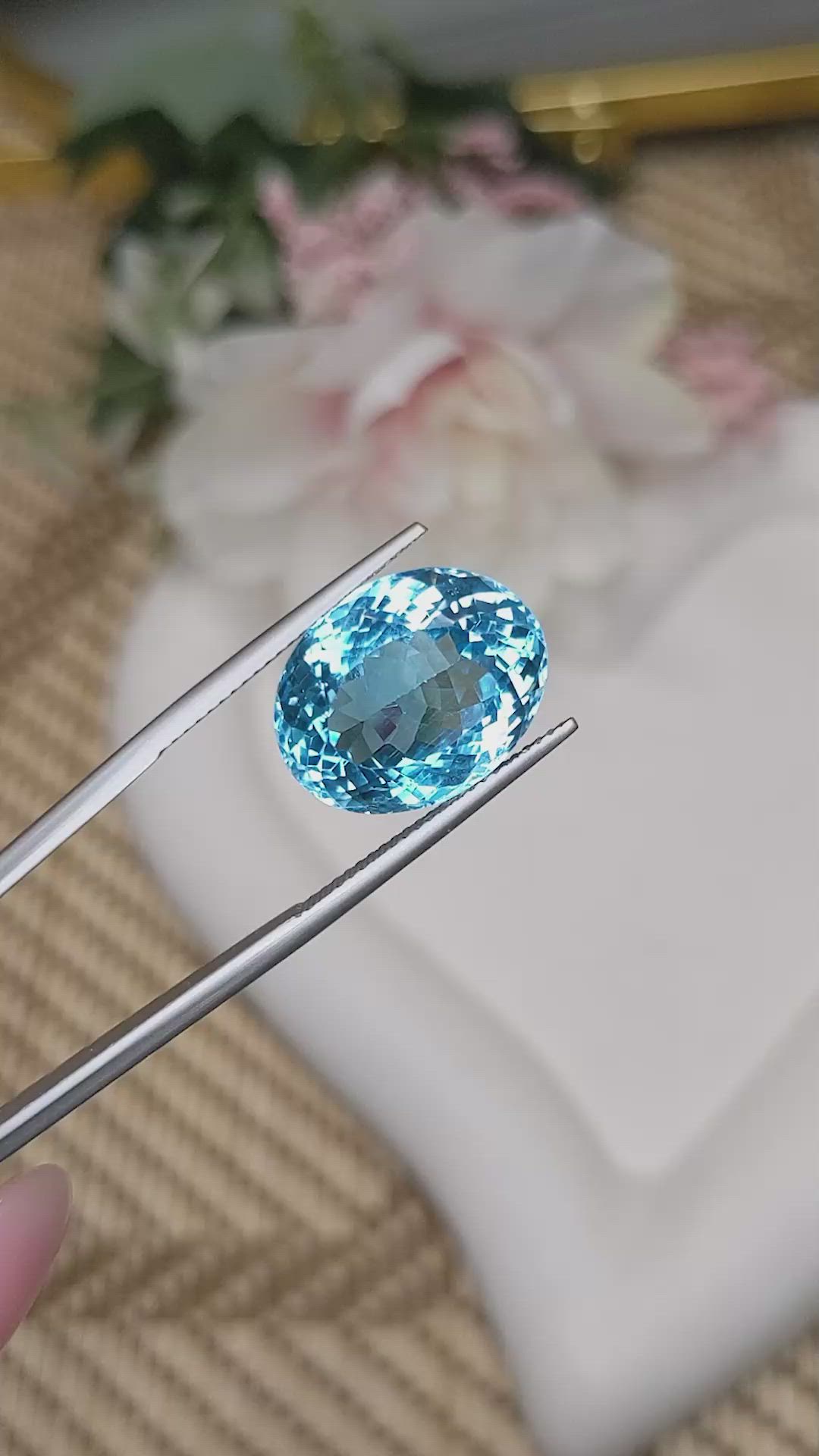 15.75 Ct. Swiss Blue Topaz from Brazil Size Video