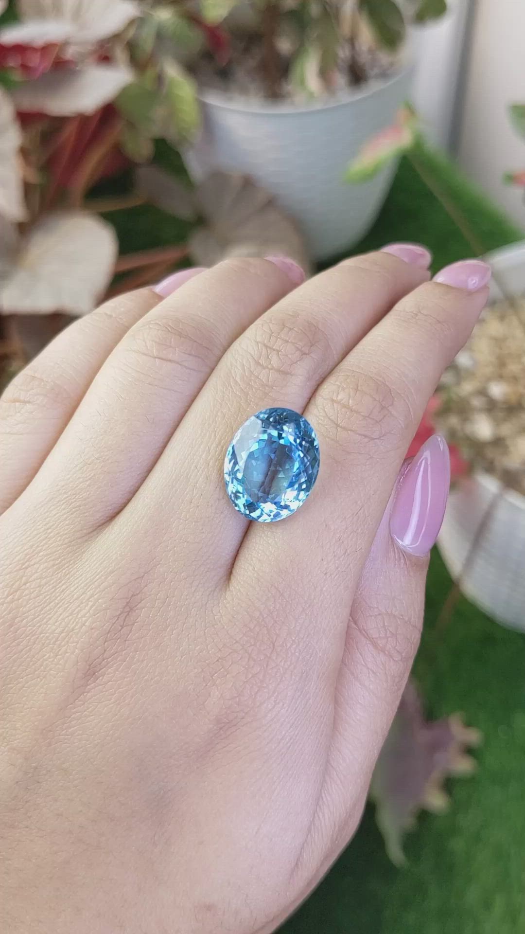 15.75 Ct. Swiss Blue Topaz from Brazil Size Video