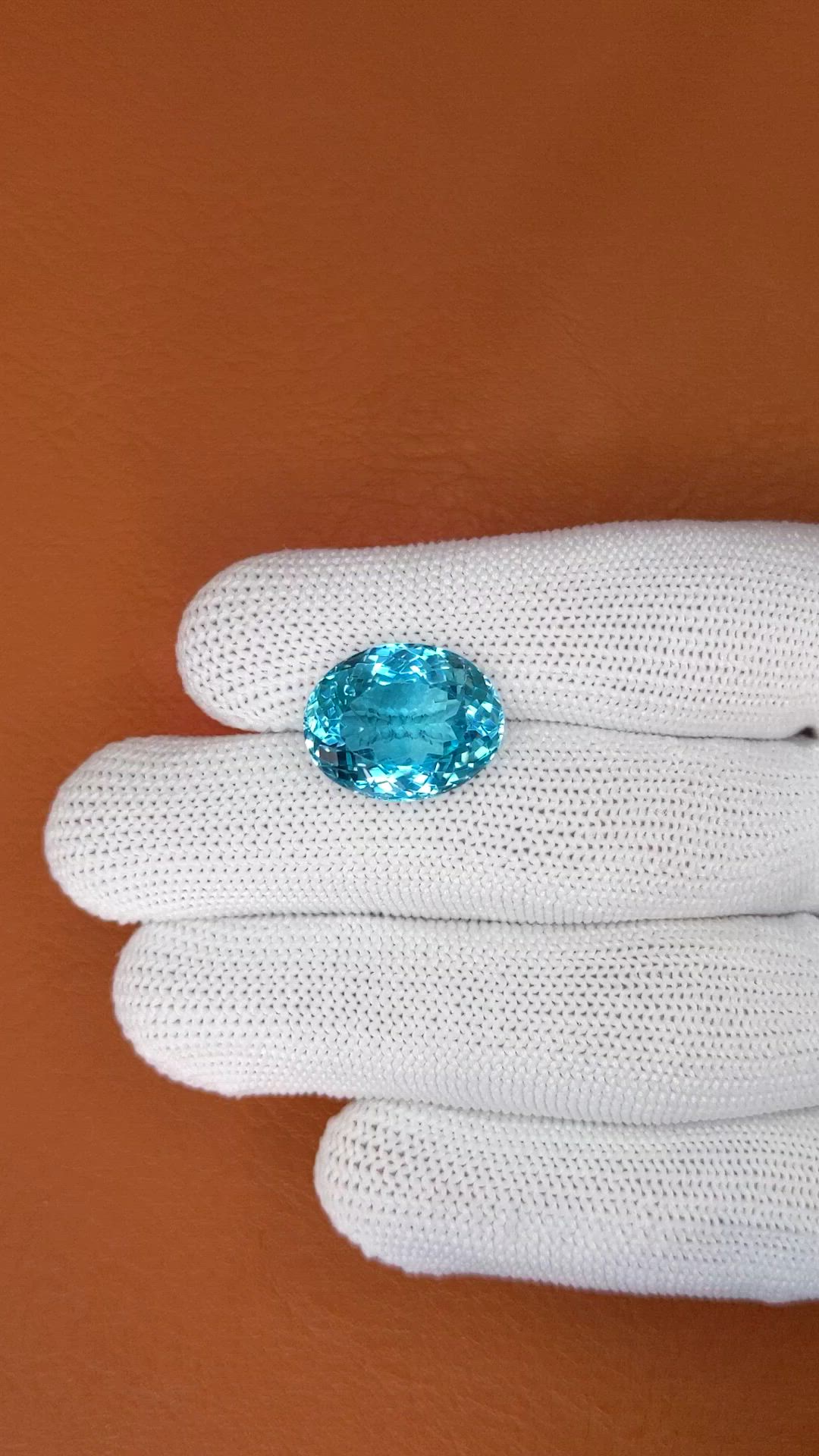15.75 Ct. Swiss Blue Topaz from Brazil Size Video