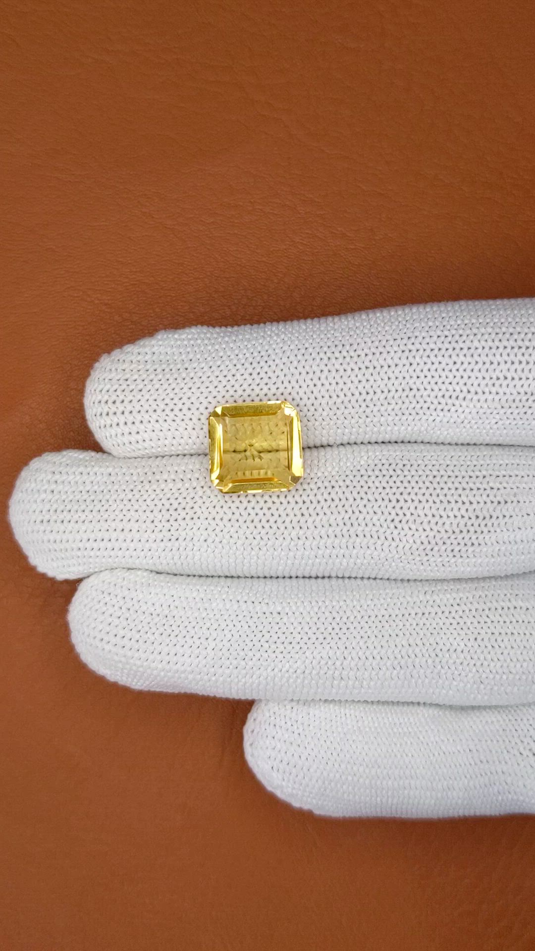 6.75 Ct. Yellow Citrine from Ceylon (Sri Lanka) Size Video