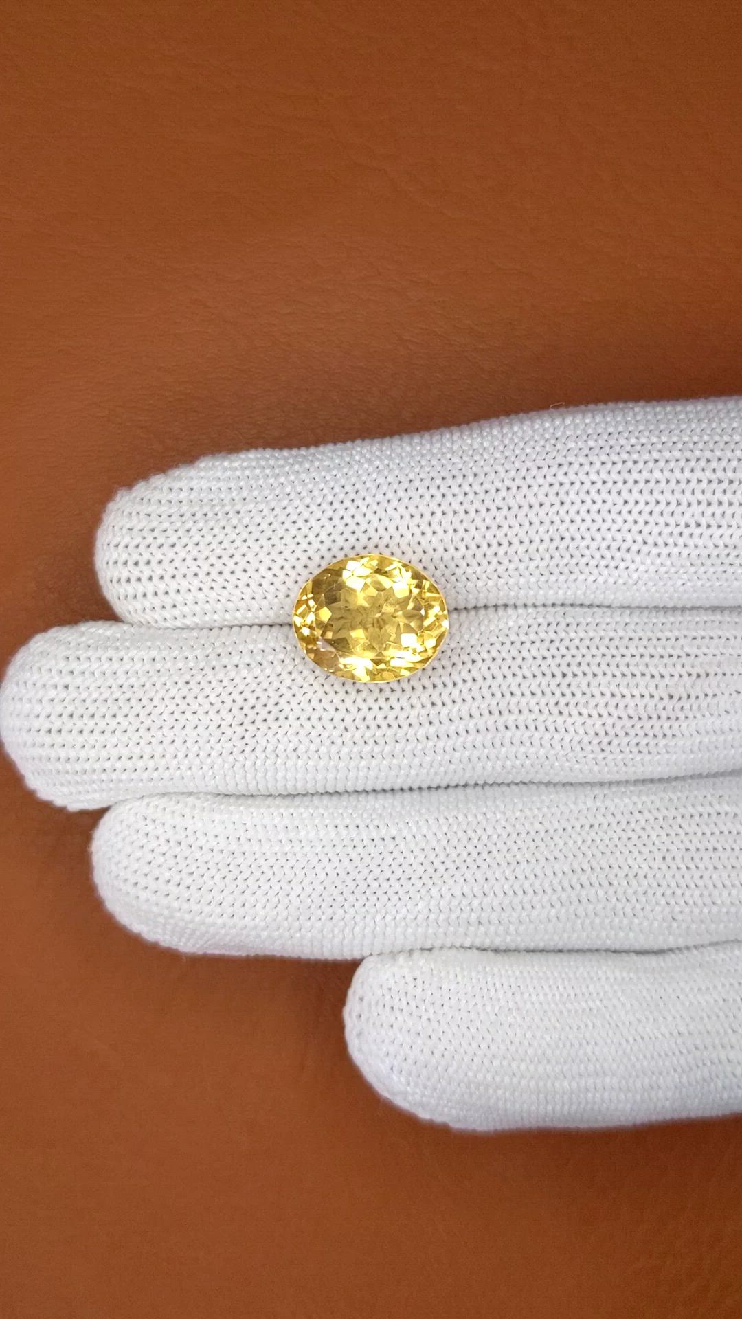 8.44 Ct. Yellow Citrine from Ceylon (Sri Lanka) Size Video