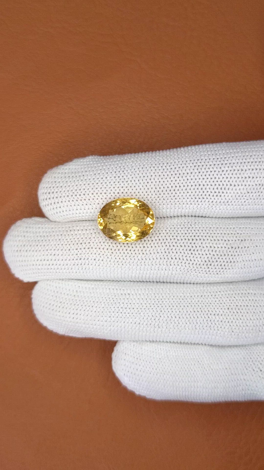7.63 Ct. Yellow Citrine from Ceylon (Sri Lanka) Size Video