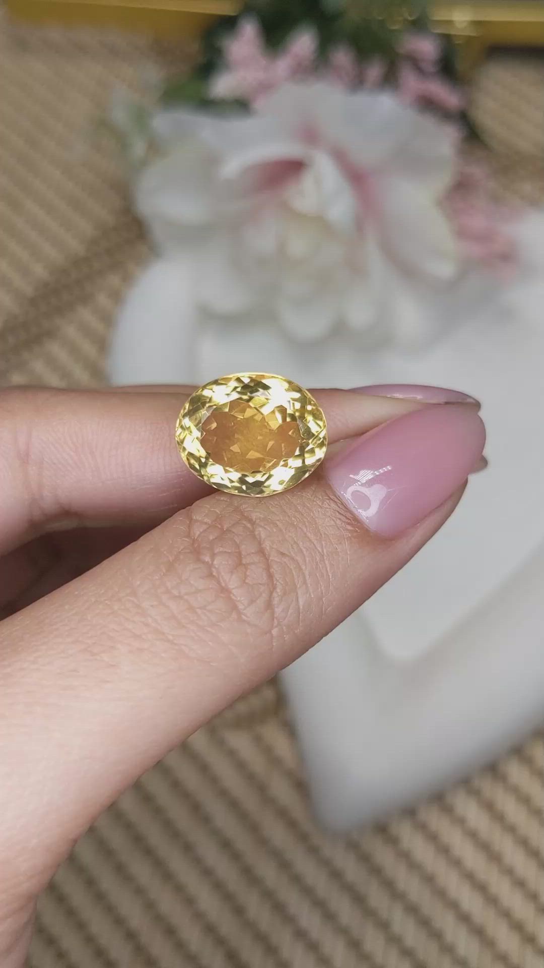 8.83 Ct. Yellow Citrine from Ceylon (Sri Lanka) Size Video
