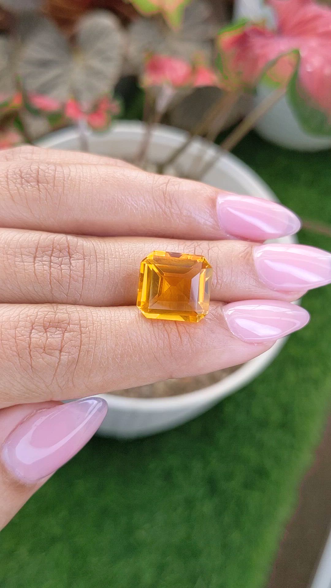 8.57 Ct. Yellowish Orange Citrine from Ceylon (Sri Lanka) Size Video