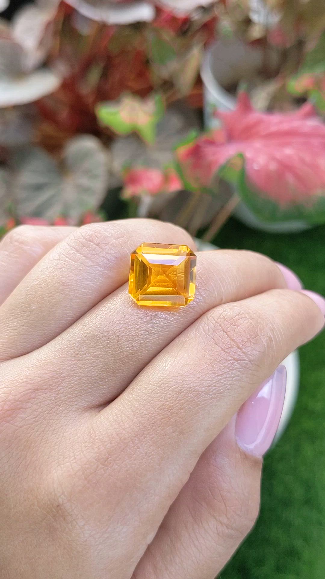 8.57 Ct. Yellowish Orange Citrine from Ceylon (Sri Lanka) Size Video
