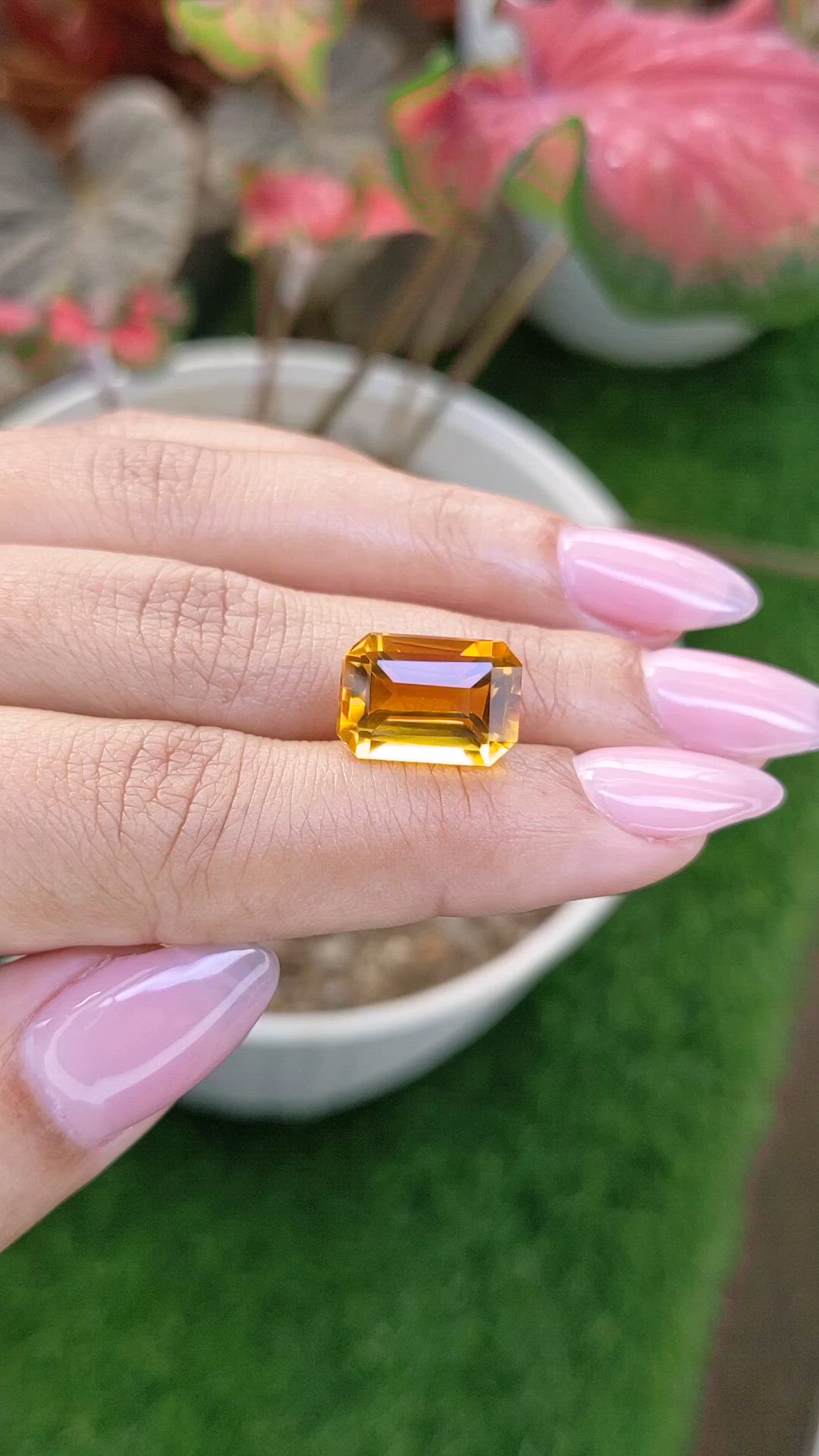 7.11 Ct. Orangish Yellow Citrine from Ceylon (Sri Lanka) Size Video