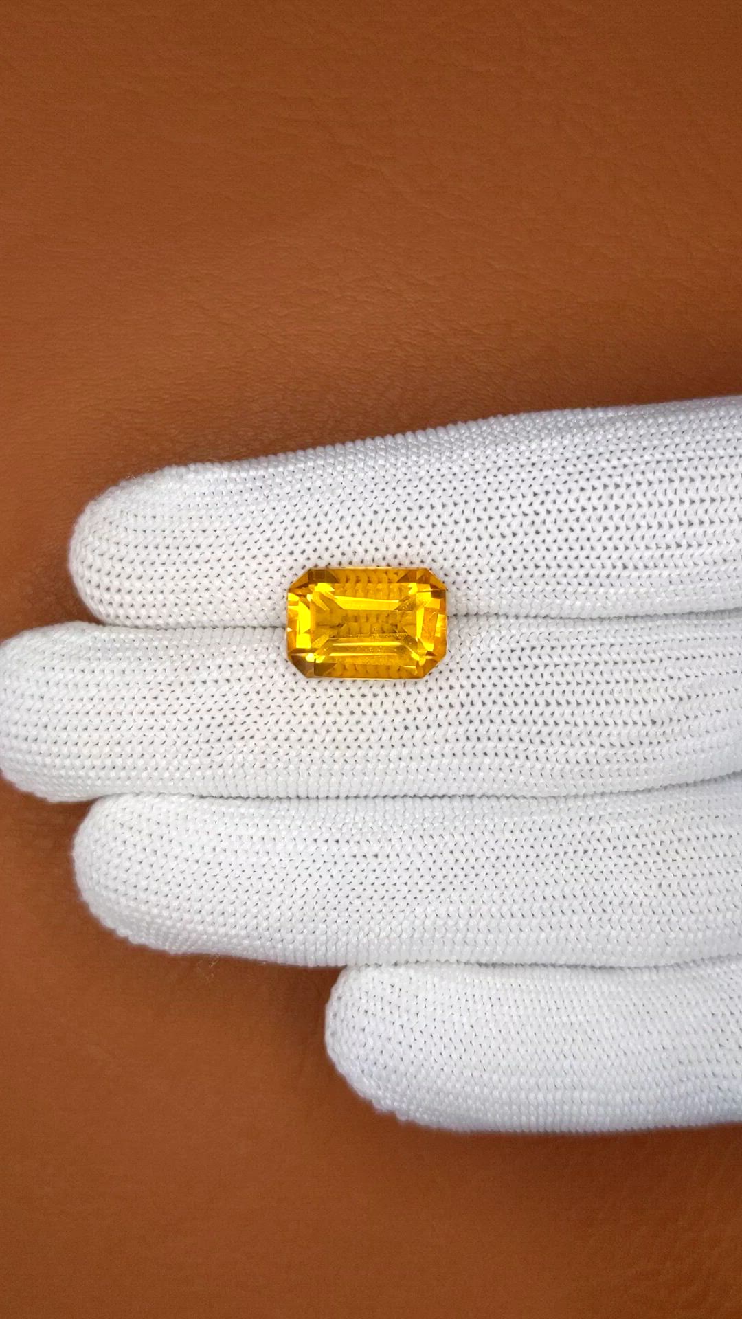 7.11 Ct. Orangish Yellow Citrine from Ceylon (Sri Lanka) Size Video