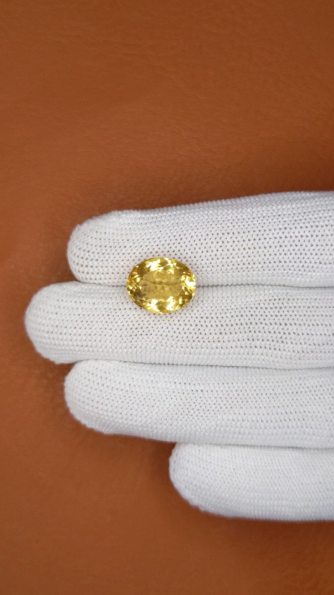 6.88 Ct. Yellow Citrine from Ceylon (Sri Lanka) Size Video