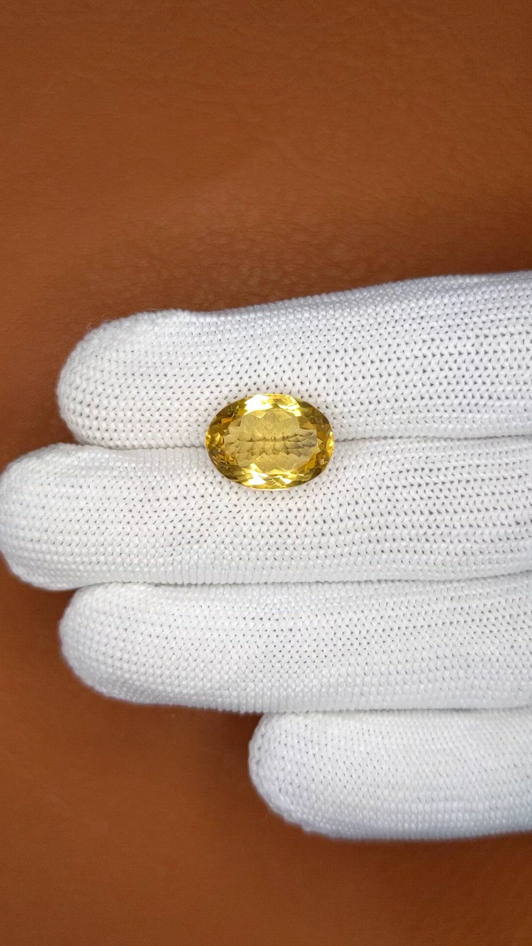 6.58 Ct. Yellow Citrine from Ceylon (Sri Lanka) Size Video