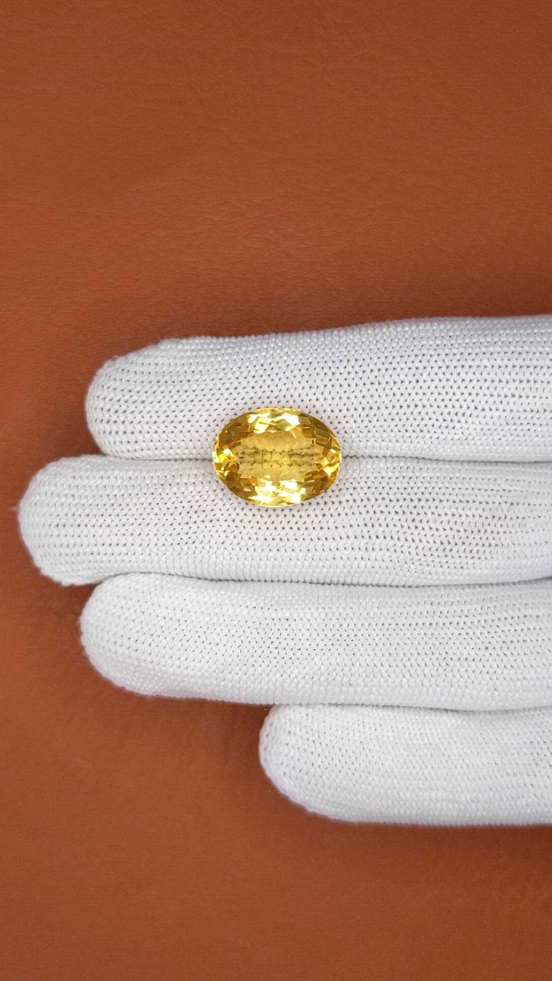 10.75 Ct. Yellow Citrine from Ceylon (Sri Lanka) Size Video