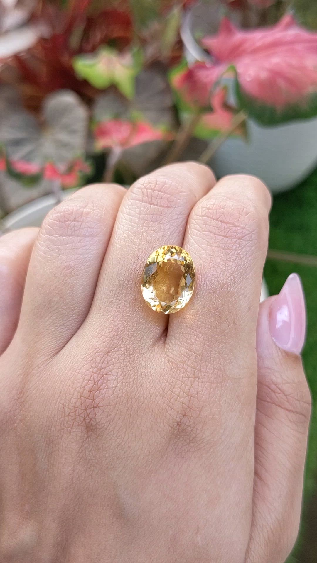 8.13 Ct. Orangish Yellow Citrine from Ceylon (Sri Lanka) Size Video