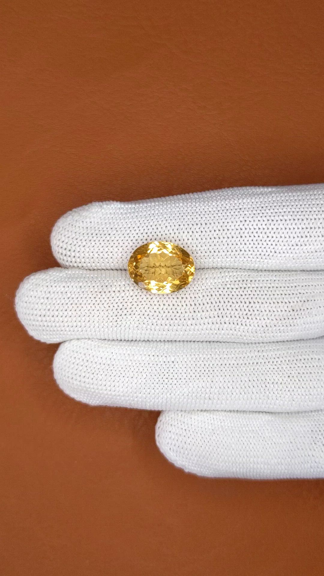 8.13 Ct. Orangish Yellow Citrine from Ceylon (Sri Lanka) Size Video