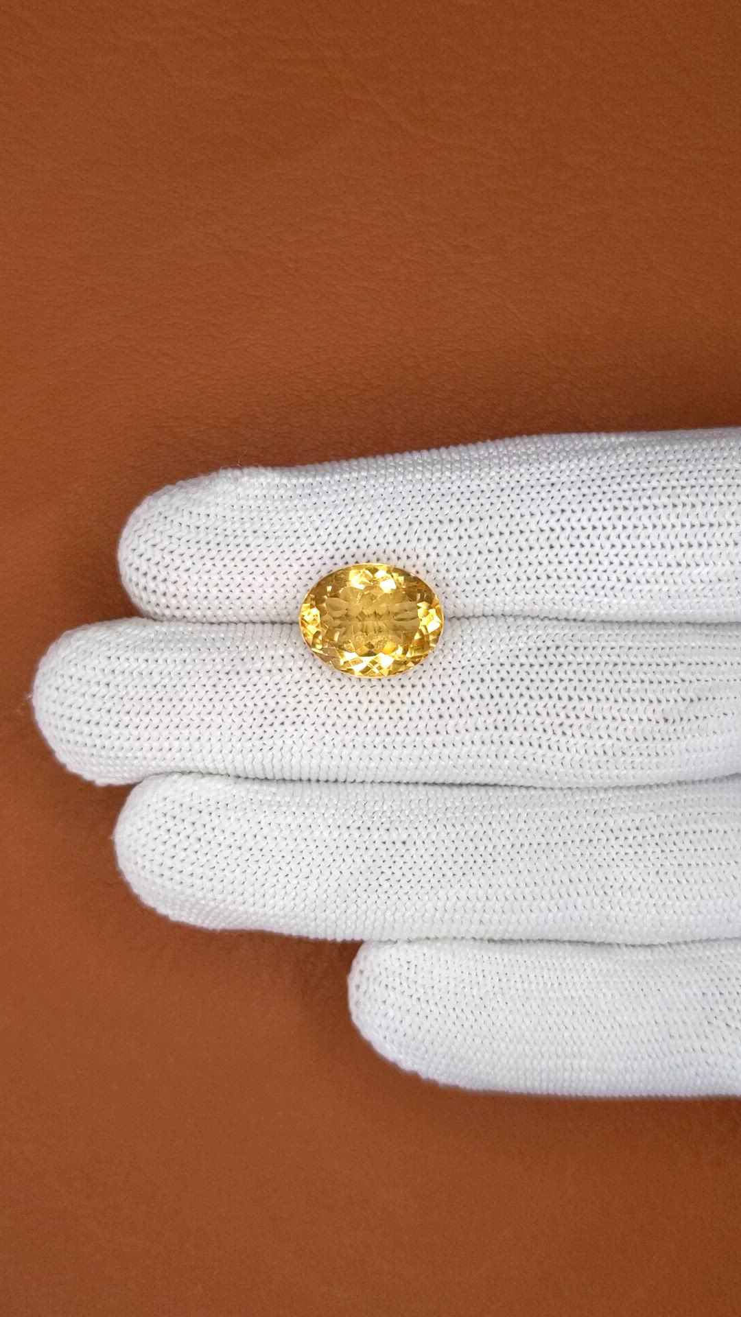 7.90 Ct. Yellow Citrine from Ceylon (Sri Lanka) Size Video