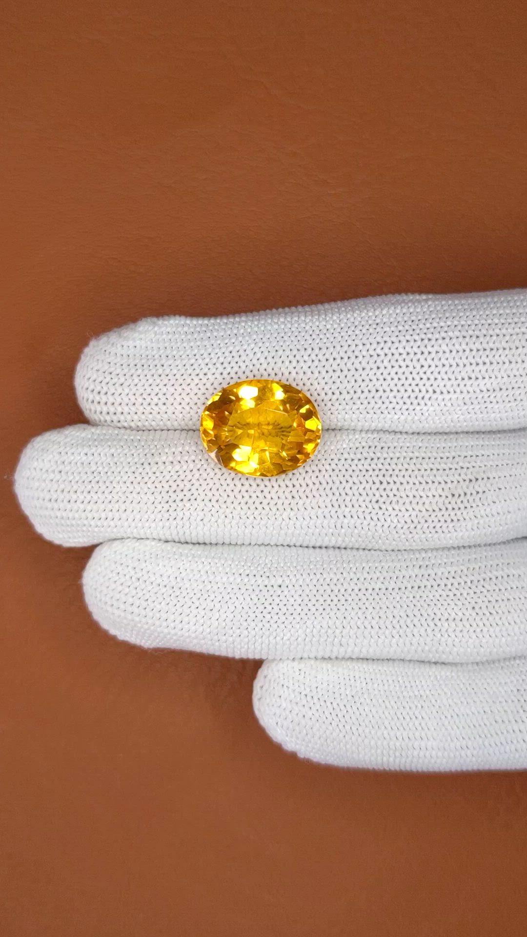 8.99 Ct. Orangish Yellow Citrine from Ceylon (Sri Lanka) Size Video