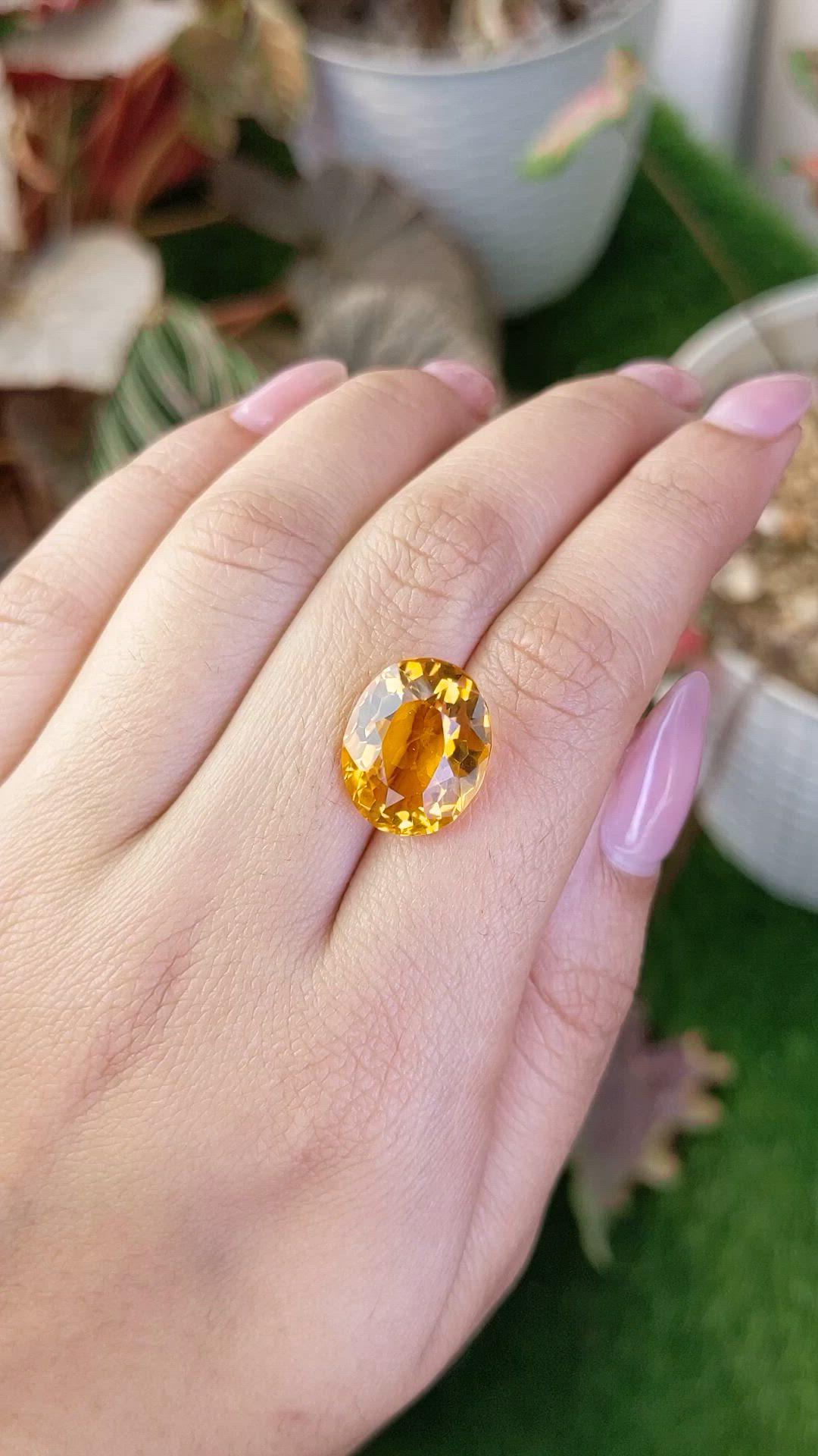 8.99 Ct. Orangish Yellow Citrine from Ceylon (Sri Lanka) Size Video